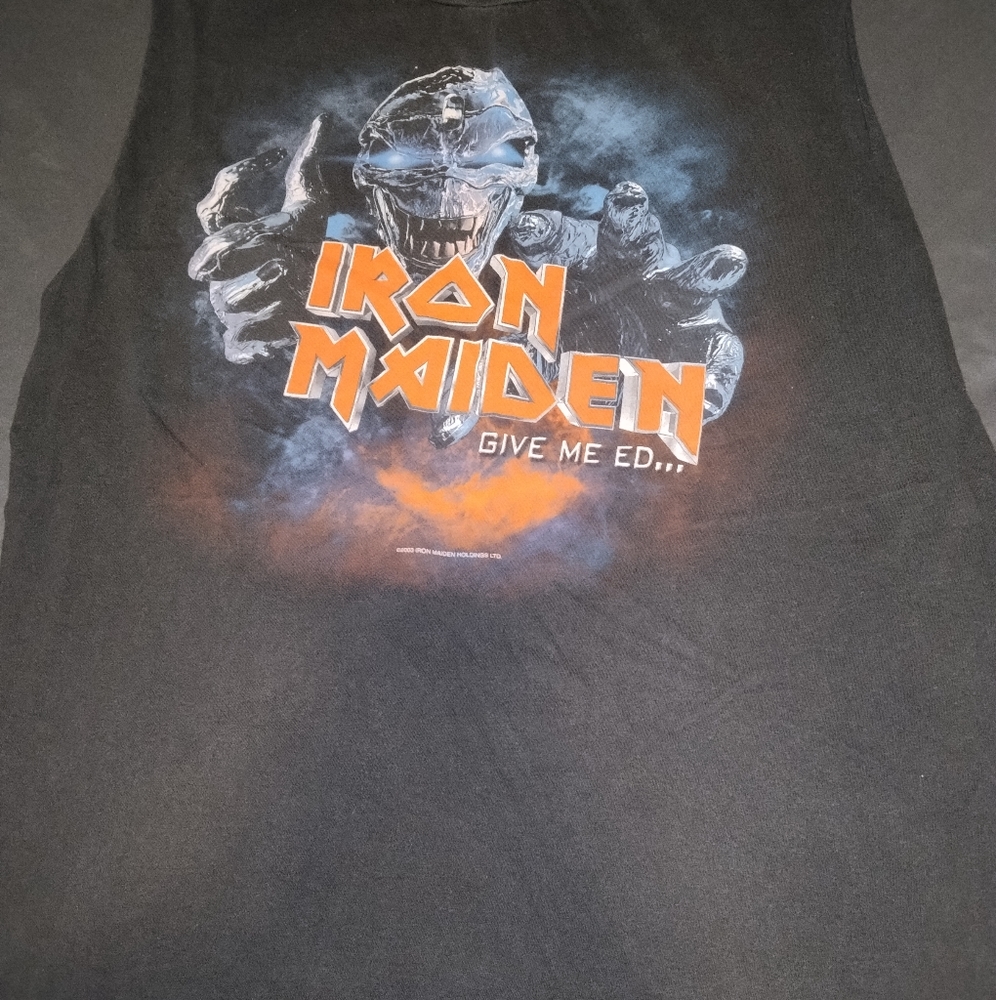 Iron maiden cutoff sleeve t shirt